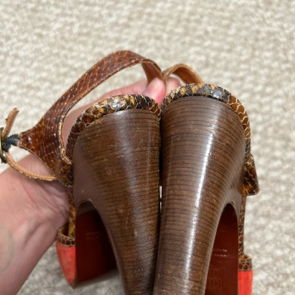 Chie Mihara red brown strappy heels size 37.5 - Picture 8 of 9